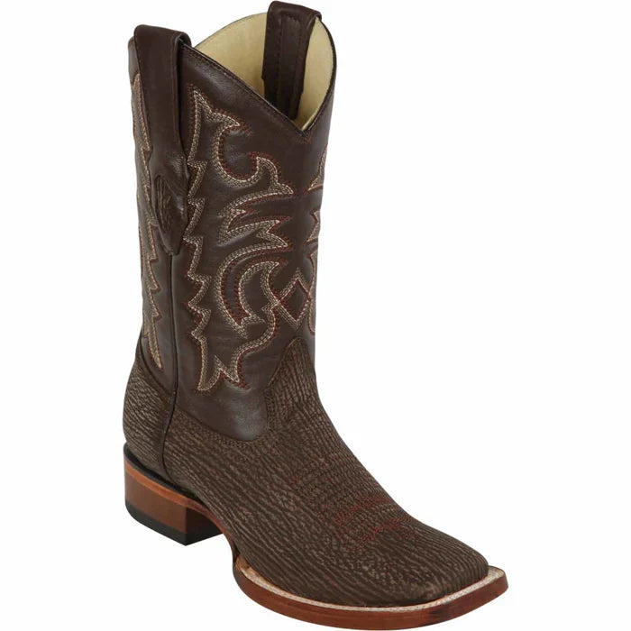 Botas de Tiburon Original Punta Rodeo Cuadrada Café