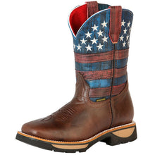 Botas de Trabajo de Cuero Horma Rodeo Color Cafe con Bandera USA GEN