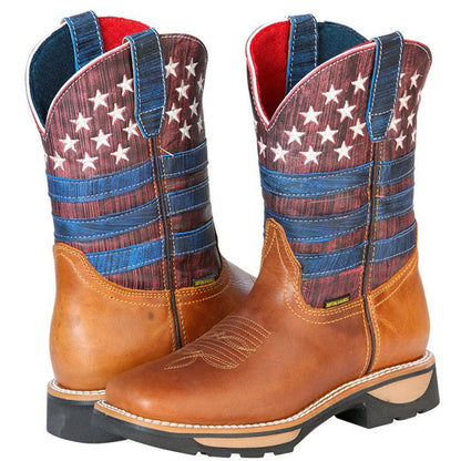 Botas de Trabajo de Cuero Horma Rodeo Color Miel con Bandera USA GEN - Image 5