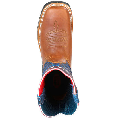 Botas de Trabajo de Cuero Horma Rodeo Color Miel con Bandera USA GEN - Image 6
