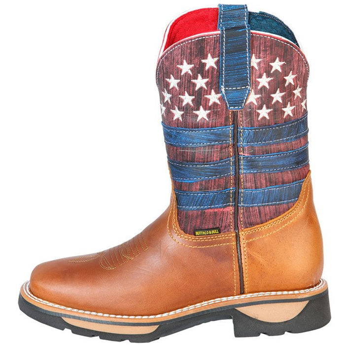 Botas de Trabajo de Cuero Horma Rodeo Color Miel con Bandera USA GEN - Image 3