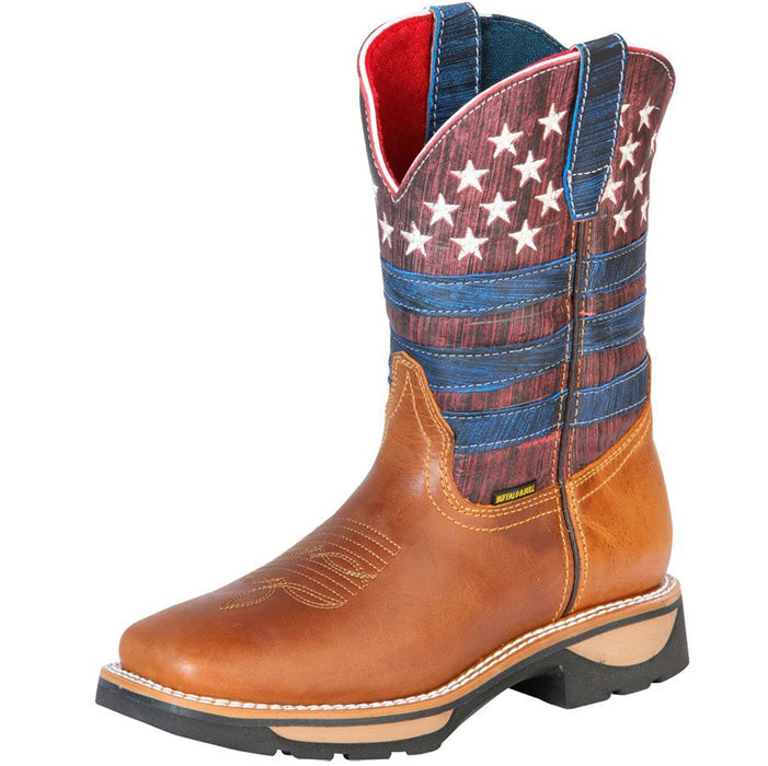 Botas de Trabajo de Cuero Horma Rodeo Color Miel con Bandera USA GEN ...