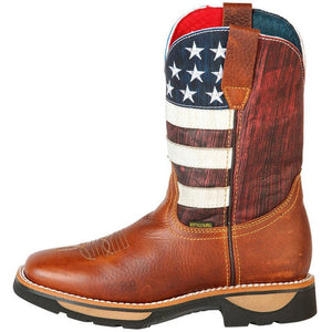 Botas de Trabajo de Cuero Horma Rodeo Color Miel con Bandera USA GEN
