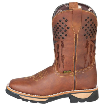 Botas de Trabajo de Cuero Horma Rodeo Color Tan con Estrellas GEN - Image 5