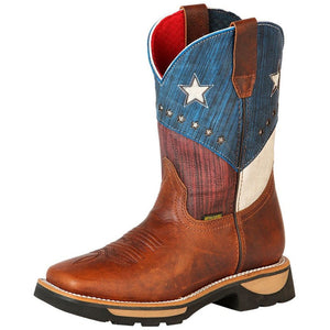 Botas de Trabajo de Cuero Horma Rodeo Color Tan con Estrellas GEN