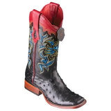Botas de Avestruz Original en Punta Cuadrada para Dama LAB