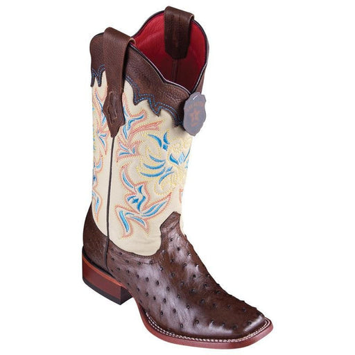 Botas de Avestruz Original en Punta Cuadrada para Dama