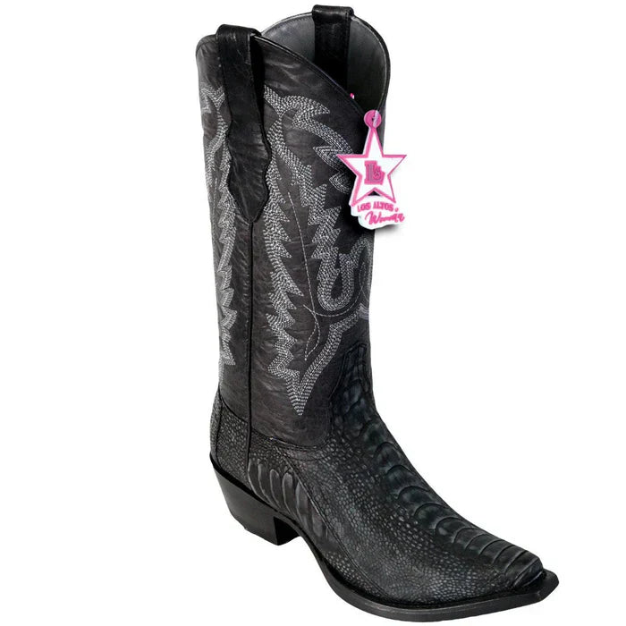 Botas Vaqueras de Avestruz Pata en Punta Recortada para Dama LAB