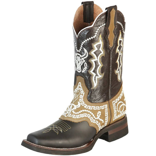 Botas Vaqueras de Cuero Crazy Horma Rodeo Color Chocolate con Antifaz