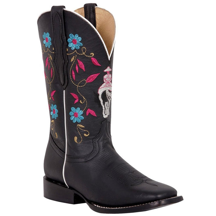 Botas de Cuero Crazy Original para Mujer en Horma Rodeo Color Negro GEN-42976