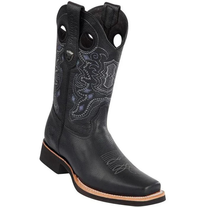 Botas Vaqueras de Cuero Horma Rodeo Cuadrada Ancha WW — MensUSA