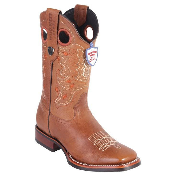 Botas de Cuero Original Punta Rodeo Cuadrada Miel Suela Hule- Wild West Boots main image 0