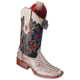 Botas Vaqueras de Piton Original en Punta Cuadrada para Dama LAB-3225749
