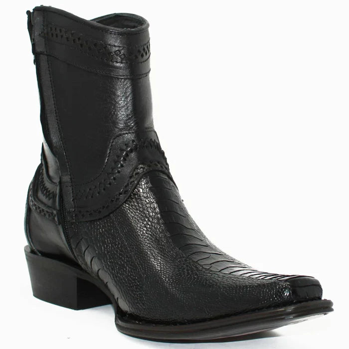 Botines de Pata de Avestruz Original Horma Europea Cuadrada Negro LAB - Image 4