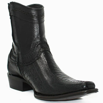 Botines de Pata de Avestruz Original Horma Europea Cuadrada Negro LAB - Image 4