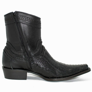 Botines de Pata de Avestruz Original Horma Europea Cuadrada Negro LAB - Image 3