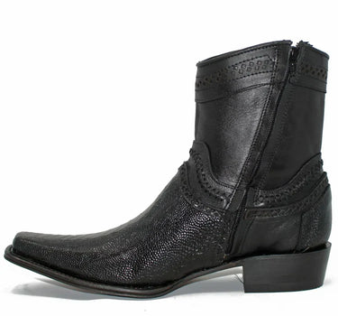 Botines de Pata de Avestruz Original Horma Europea Cuadrada Negro LAB - Image 3