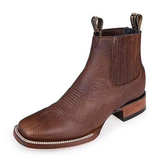 Botines Charros de Cuero Rage Punta Cuadrada Color Nuez