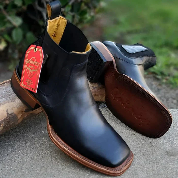Botines Charros Quincy de Punta Cuadrada y Suela de Hule Cafe- Q82BT6207 main image 1