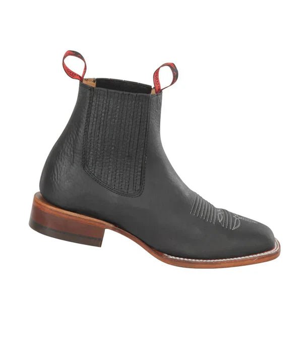 Botines Charros Quincy con Punta Cuadrada Color Negro