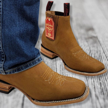 Botin Charro Quincy de Cuero con Punta Cuadrada Papaya - Image 6