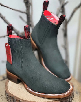 Botines Charros Quincy de Gamuza con Punta Cuadrada Gris - Image 2