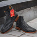 Botin de Cocodrilo Grabado Nuca con Punta Cuadrada Color Gris