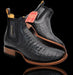 Botin de Cocodrilo Grabado Nuca con Punta Cuadrada Color Negro