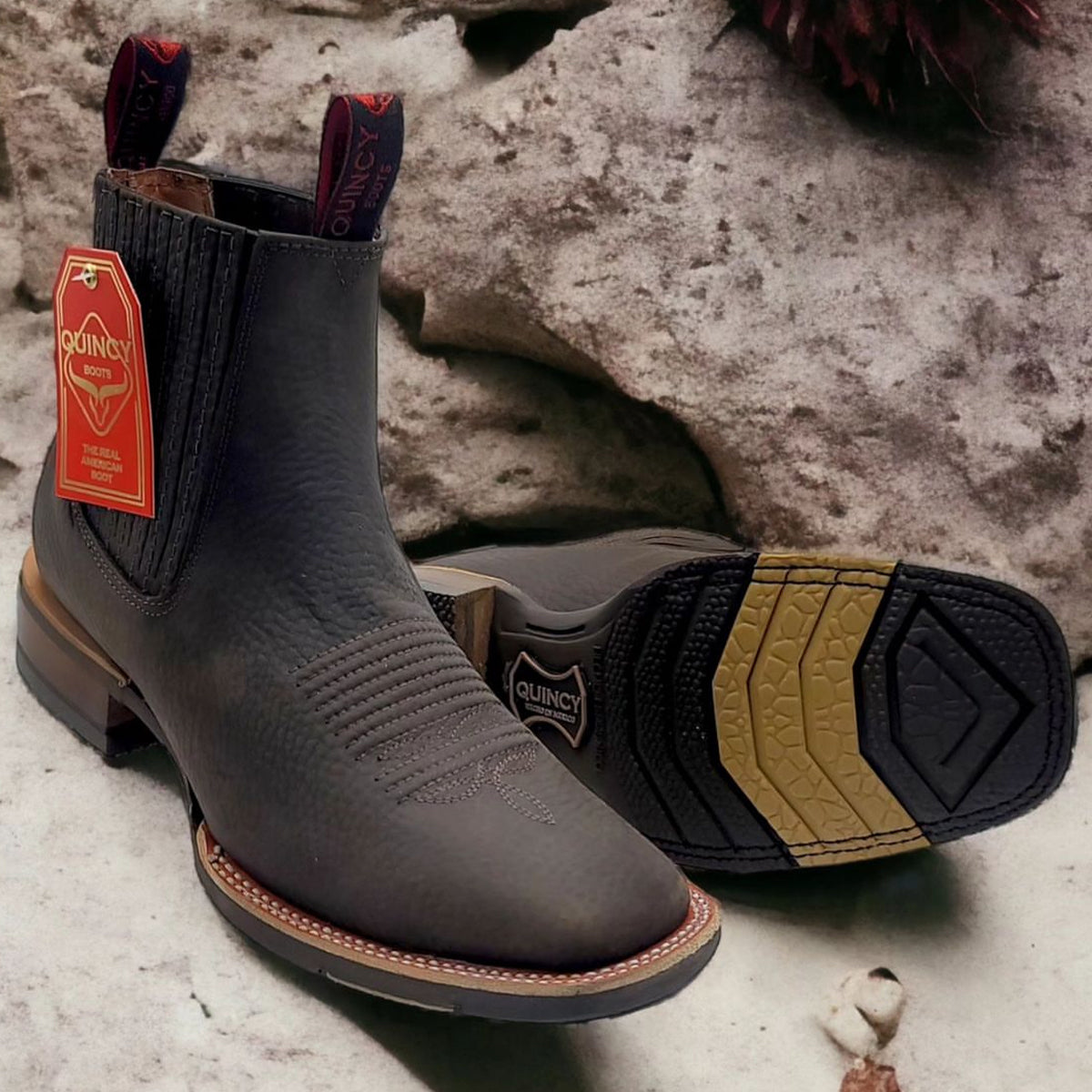 Mens Brown Square Toe Ankle Boots - Image 2