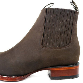 Botines Charros de Cuero Crazy Punta Cuadrada Los Altos Boots Color Cafe LAB - Image 3