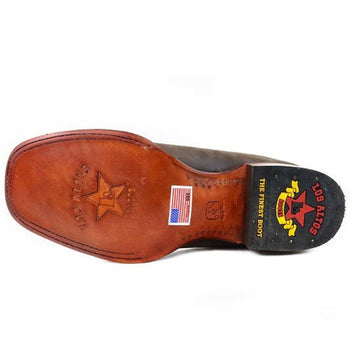 Botines Charros de Cuero Crazy Punta Cuadrada Los Altos Boots Color Cafe LAB - Image 5