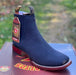 Botines Charros de Gamuza Punta Cuadrada Azul Marino Los Altos Boots
