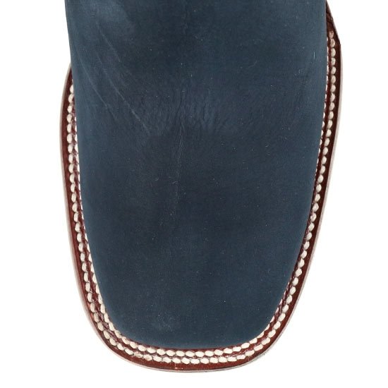 Botines Charros de Gamuza Punta Cuadrada Azul Marino Los Altos Boots