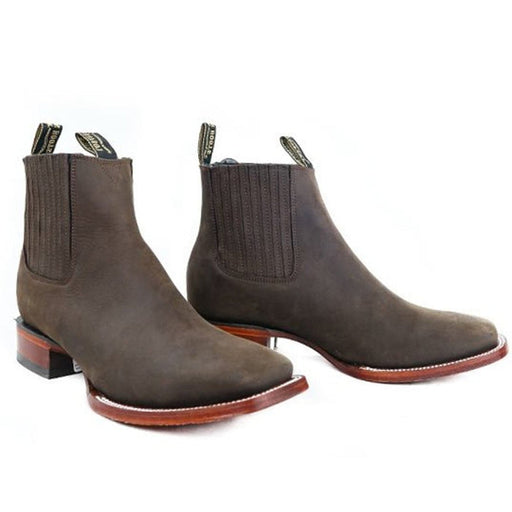 Botines Charros de Gamuza Punta Cuadrada Color Cafe LAB