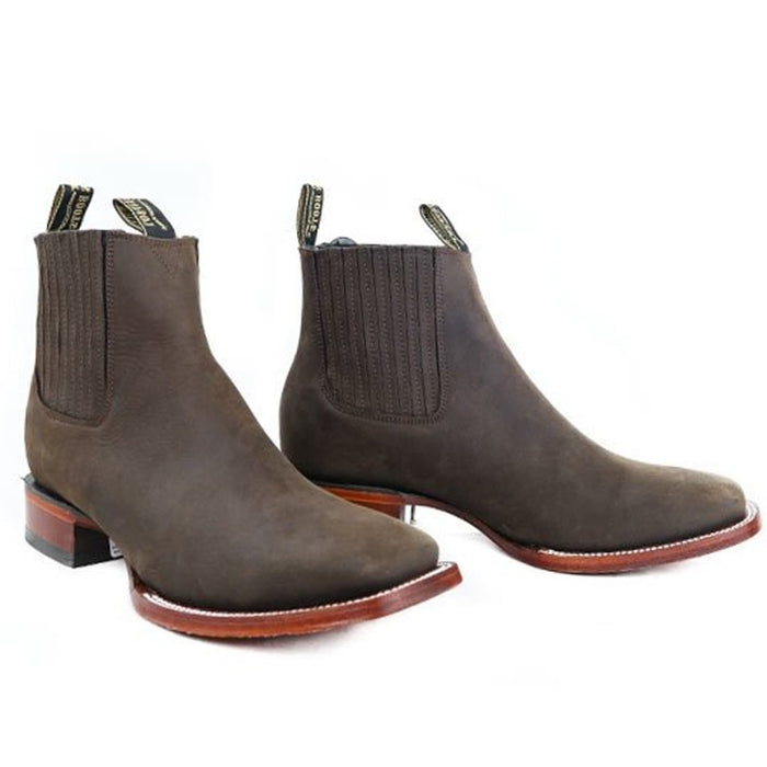 Botines Charros de Gamuza Punta Cuadrada Color Cafe LAB