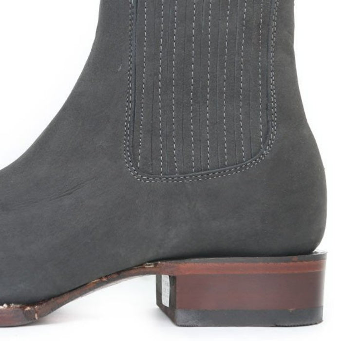 Botines Charros de Gamuza Punta Cuadrada Los Altos Boots Color Gris LAB
