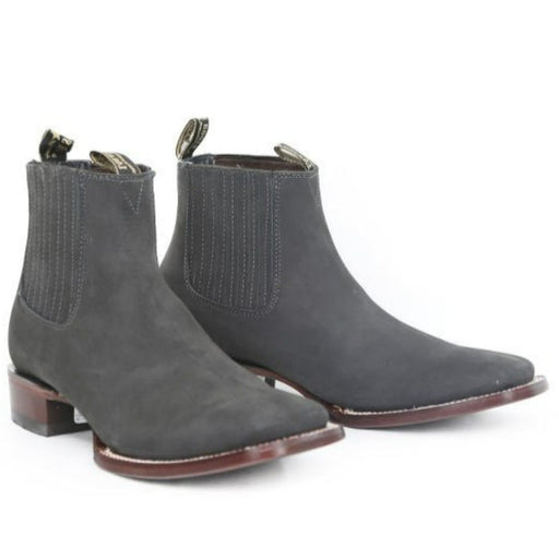 Botines Charros de Gamuza Punta Cuadrada Los Altos Boots Color Gris LAB