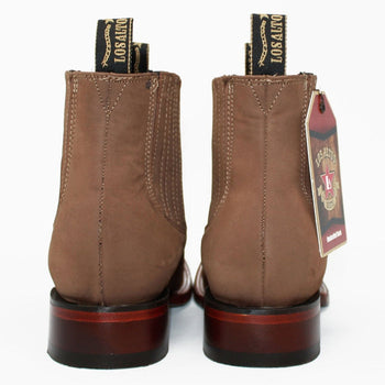 Botines Charros de Gamuza Punta Cuadrada Los Altos Boots Color Taupe LAB - Image 4
