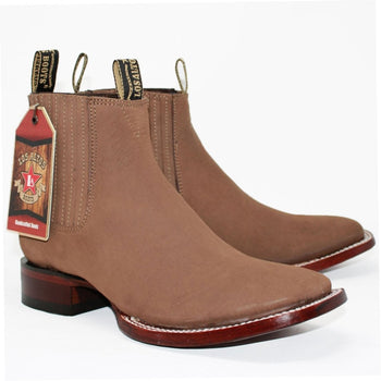Botines Charros de Gamuza Punta Cuadrada Los Altos Boots Color Taupe  LAB-82B6361 - Image 5