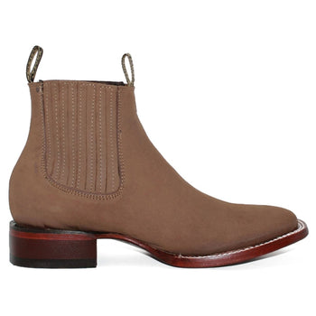 Botines Charros de Gamuza Punta Cuadrada Los Altos Boots Color Taupe  LAB-82B6361 - Image 2