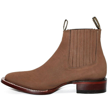Botines Charros de Gamuza Punta Cuadrada Los Altos Boots Color Taupe LAB - Image 3
