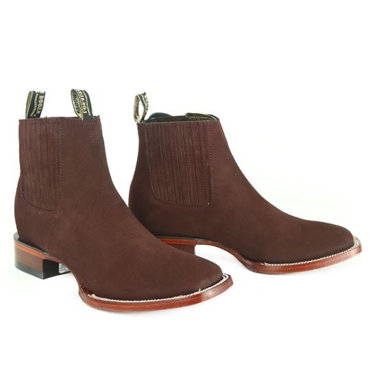 Botines Charros de Gamuza Punta Cuadrada Los Altos Boots Color Vino