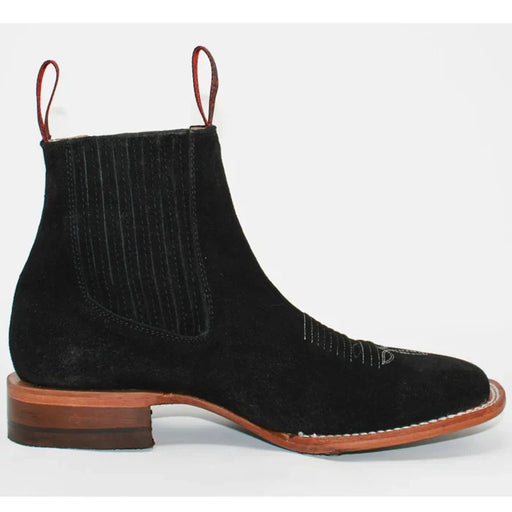 Botines Charros de Gamuza Punta Cuadrada para Joven Color Negro