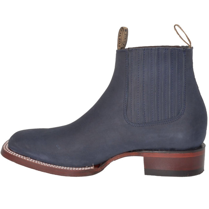 Botines Charros de Gamuza Punta Cuadrada Azul Marino Los Altos Boots
