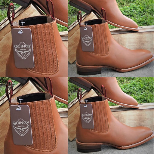 Botines Charros Quincy con Punta Cuadrada Color Miel