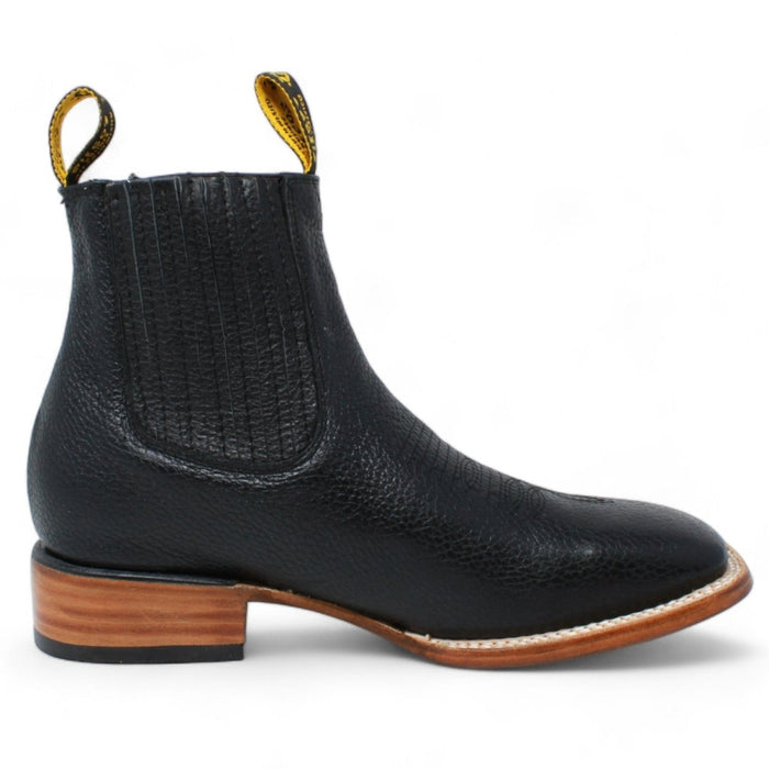 Botines Charros Quincy con Punta Cuadrada Color Negro DIE