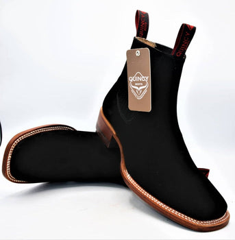 Botines Charros Quincy de Gamuza con Punta Cuadrada Color Negro - Image 5