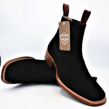 Botines Charros Quincy de Gamuza con Punta Cuadrada Color Negro - Image 5