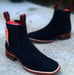 Botines Charros Quincy de Gamuza con Punta Cuadrada Negro