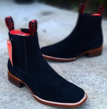 Botines Charros Quincy de Gamuza con Punta Cuadrada Negro - Image 9